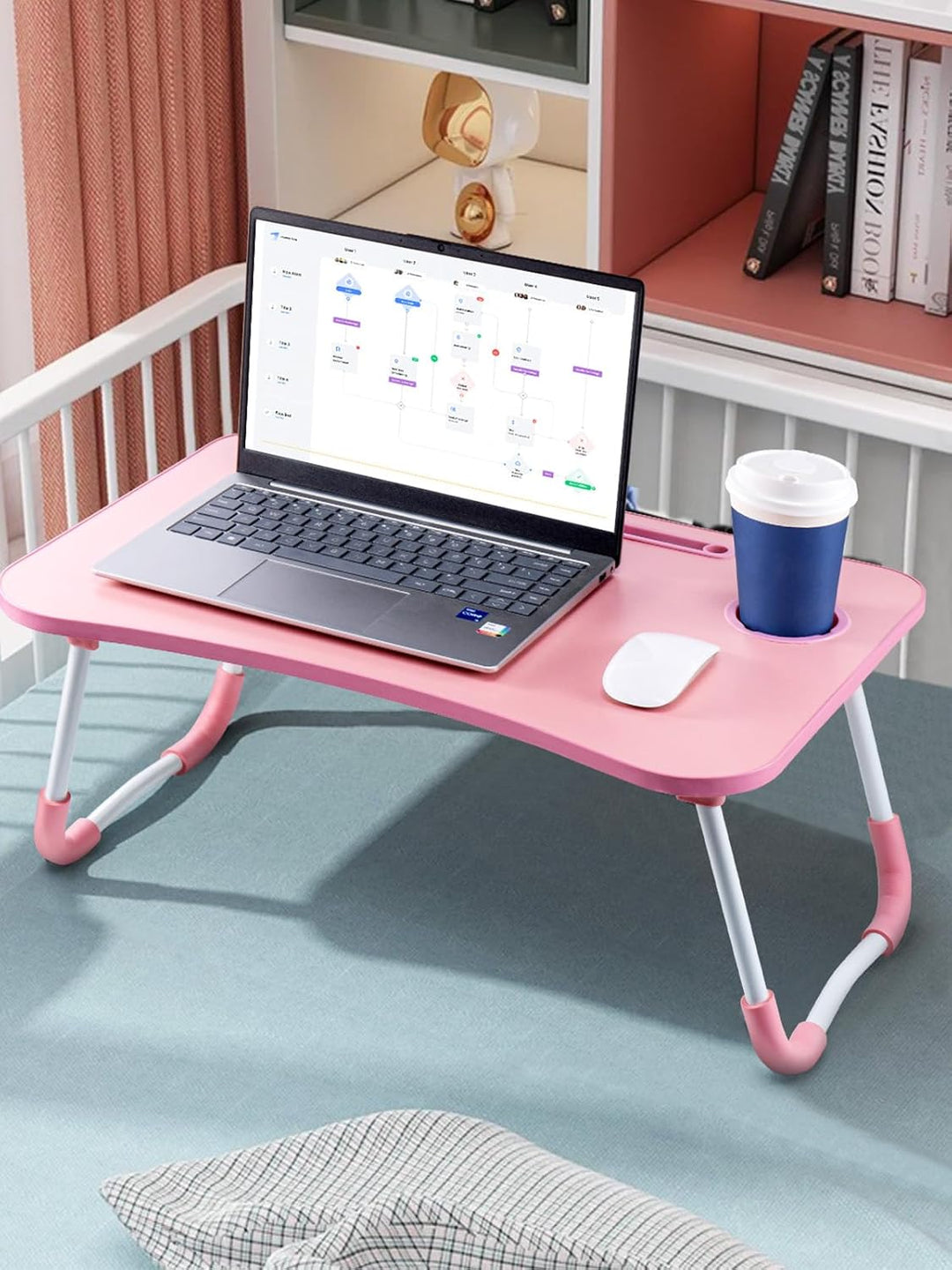 Laptoptisch Betttablett Tablet-Ständer & Becherhalter – Laptop Tisch für Bett, Sofa & Boden (60 x 40