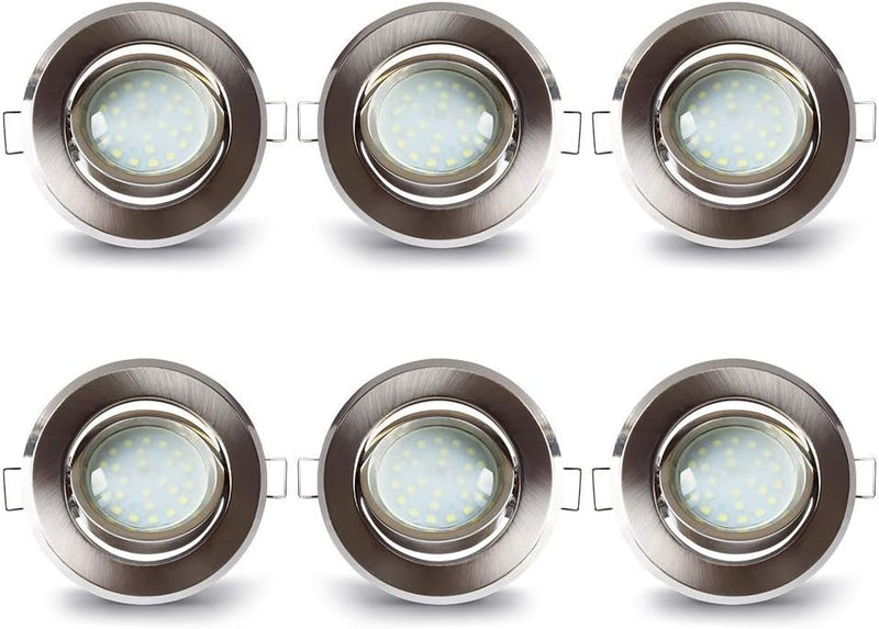 LAMPAOUS Led Einbaustrahler Dimmbar 230V Flach Spots Kaltweiss 6er-Set Aluminium Einbauleuchten mit