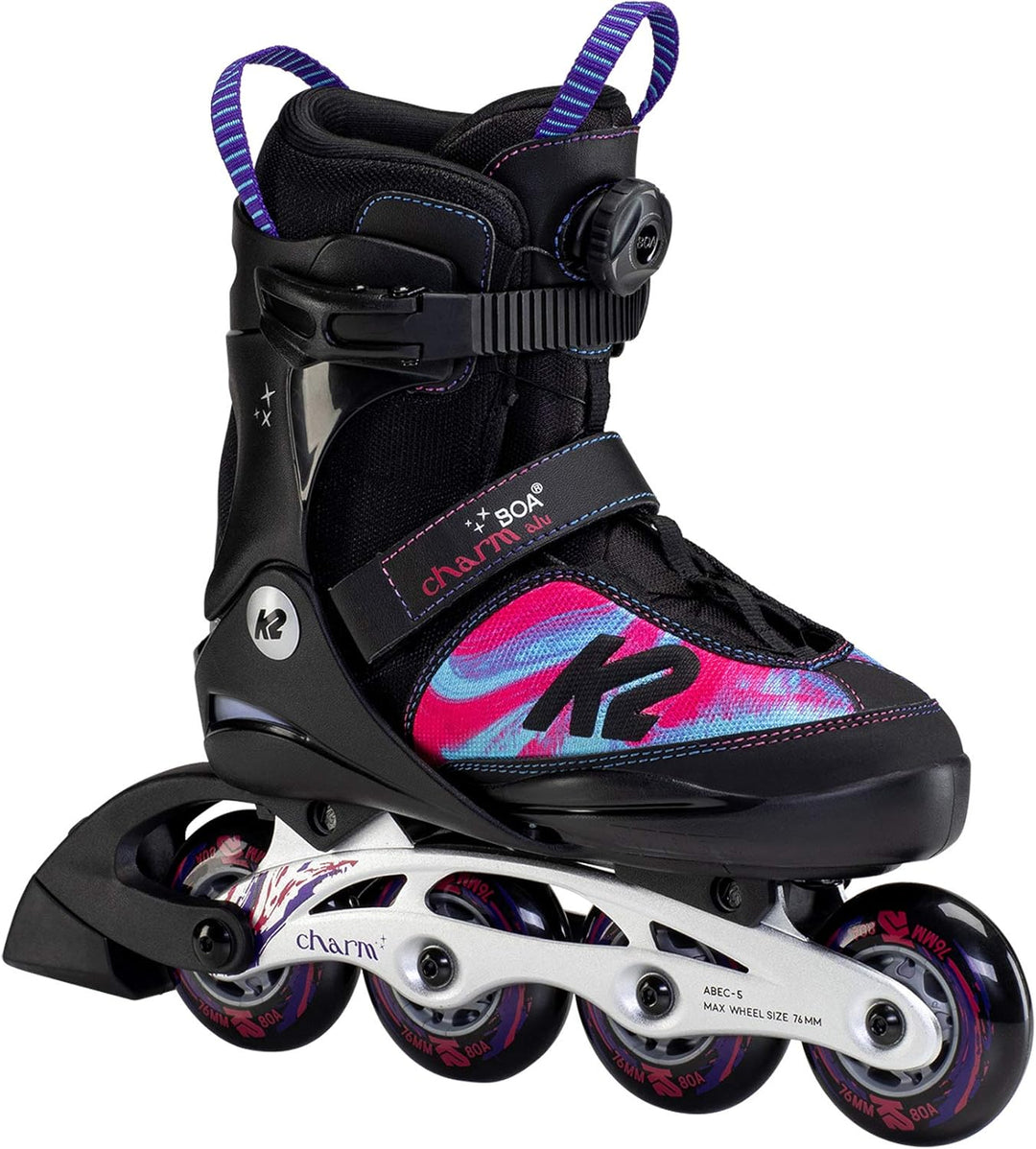 K2 Skates Mädchen Inline Skates CHARM BOA ALU, black - pink, 30F0120 Black - Pink M (EU: 32-37 / UK: