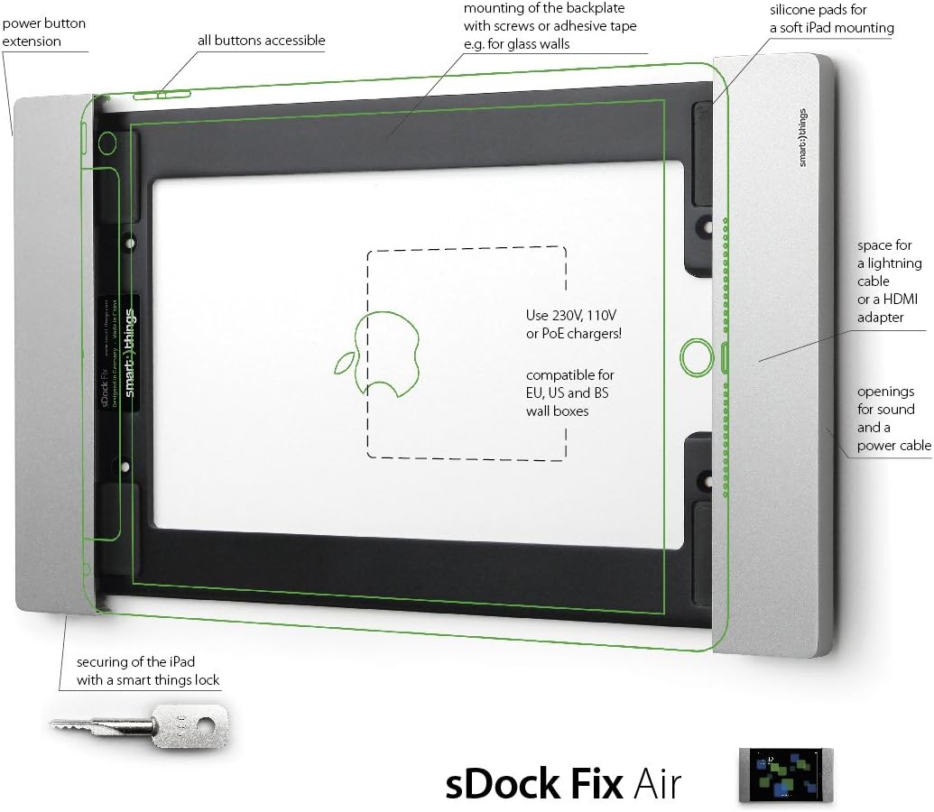 smart things s11 s sDock Fix Air Silber - Abschliessbare Wandhalterung und Ladestation zur dauerhaft