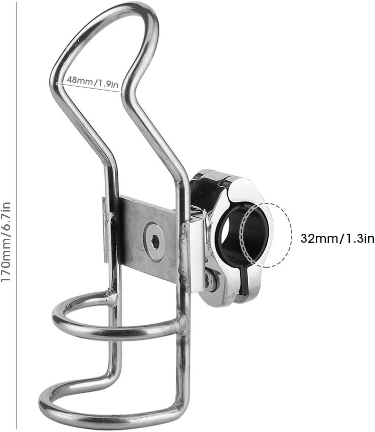 Qiilu Angelrutenhalter, Angelrutenhalter Edelstahl-Schienenhalterung Stangenhalterung Stützklemme Bo