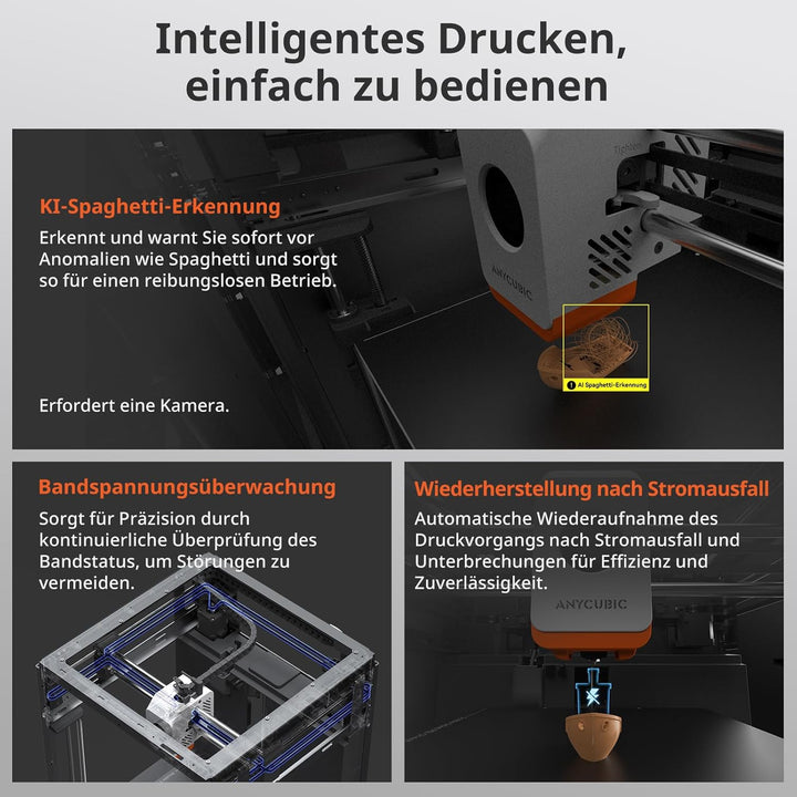 Anycubic Kobra S1 3D-Drucker, 600 mm/s Hochgeschwindigkeit, KI-Überwachung, Schnell Abnehmbares 320