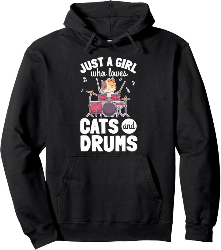 Schlagzeugerin Drummer Percussion Trommeln I Katzen Pullover Hoodie