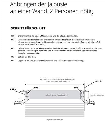 Jalousie in Holzoptik | 50 mm Lamelle | Verschiedene Grössen | Sonnenschutz für Fenster mit Bohren |