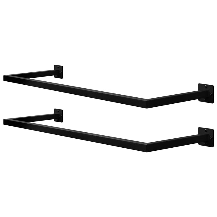 2er Set Kleiderstange Wand Rechteck, Garderobenstange Wandmontage, aus Industrierohr, platzsparend,