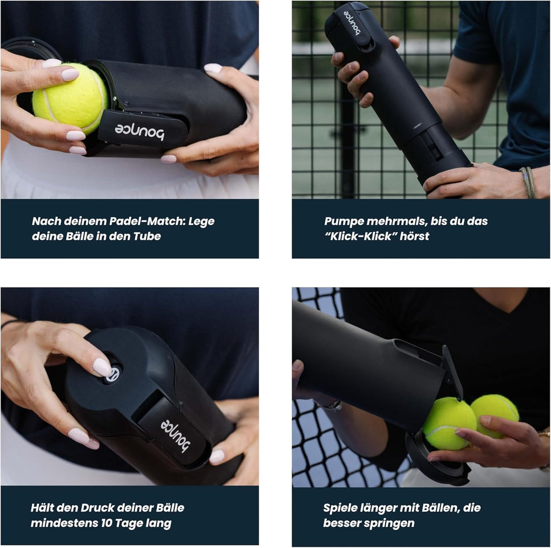 Bounce Tube Padel - Druckbehälter fur Padel – 3X längere Ball-Lebensdauer – Sprungkraft erhalten – I