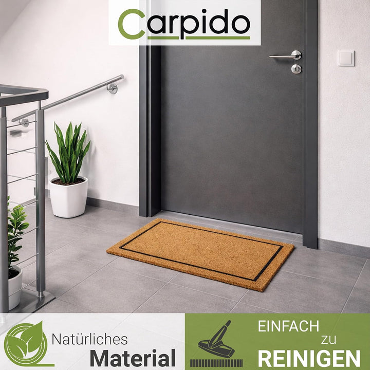 Carpido Fussmatte Kokos Rahmen - Türmatte 40 x 60 cm (Rechteckig) - antibakterielle Eingangsmatte na