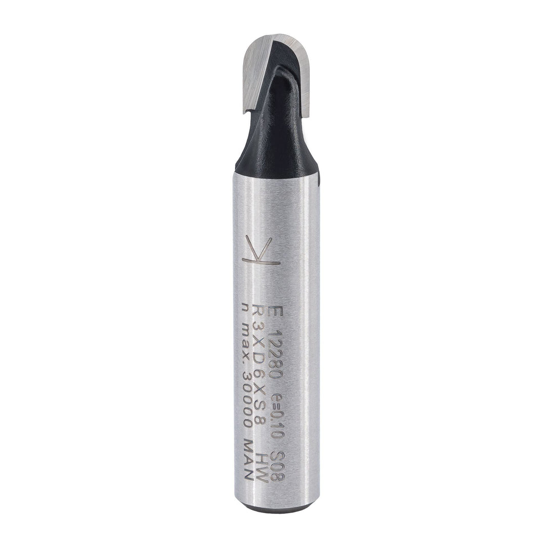 ENT 12280 Hohlkehlfräser HW, Schaft (S) 8 mm, Radius (R) 3 mm, Durchmesser (D) 6 mm, NL 6 mm, SL 32