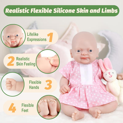 Vollence Mini-Reborn-Puppe Mädchen Micro-Frühchen Ganzkörper-Silikon lebensechte Mini-Reborn-Puppe Ü