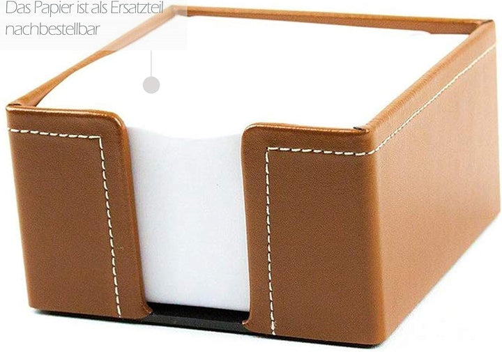 DELMON VARONE - Zettelkasten Cambridge Top Grain Leder braun, Zettelbox inkl. 500 Blatt Papier, Noti