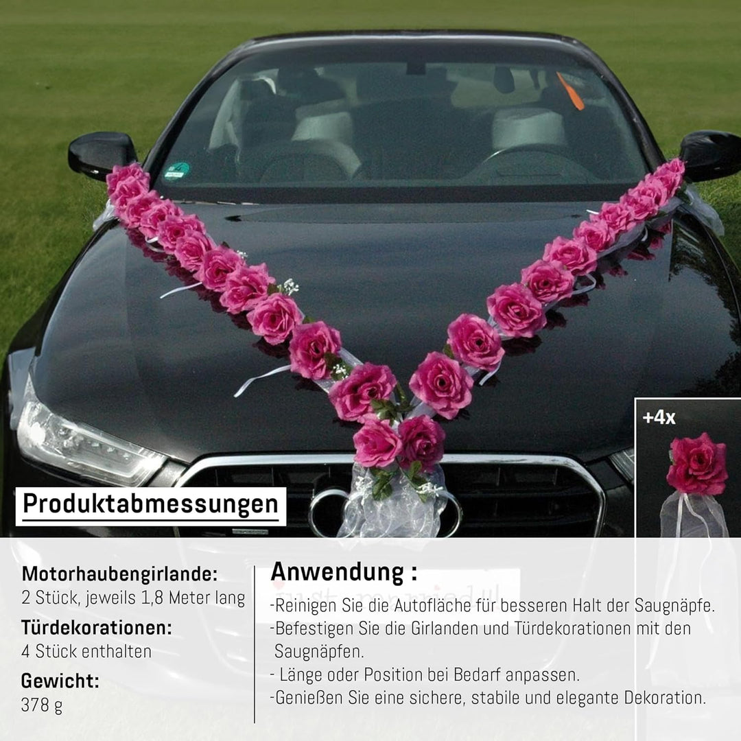 Rosen Girlande Braut Paar Rose Deko Dekoration Autoschmuck Hochzeit Car Auto Wedding ®Auto-schmuck D