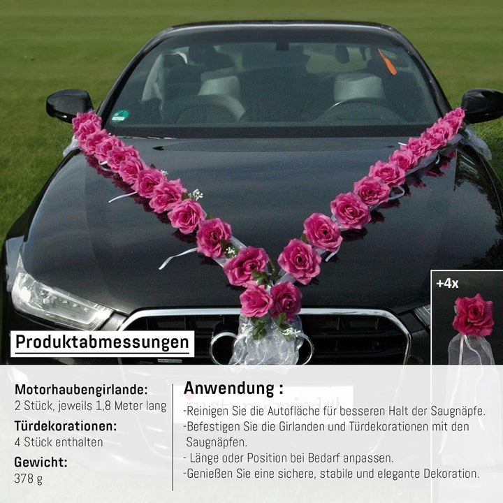 Rosen Girlande Braut Paar Rose Deko Dekoration Autoschmuck Hochzeit Car Auto Wedding ®Auto-schmuck D