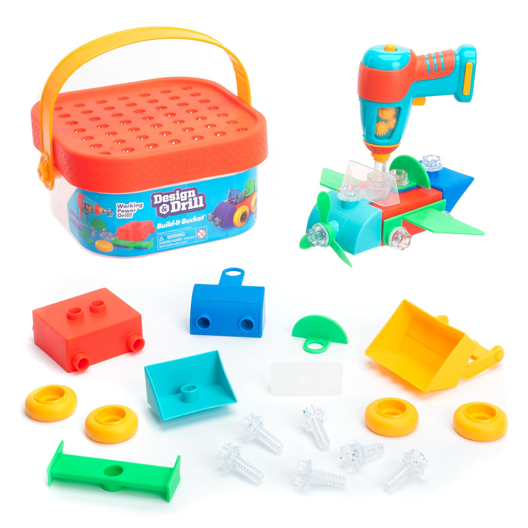 Learning Resources Design & Drill Baueimer, Mint-Spielzeug, 41-teilig, mit elektrischem Spielzeugboh