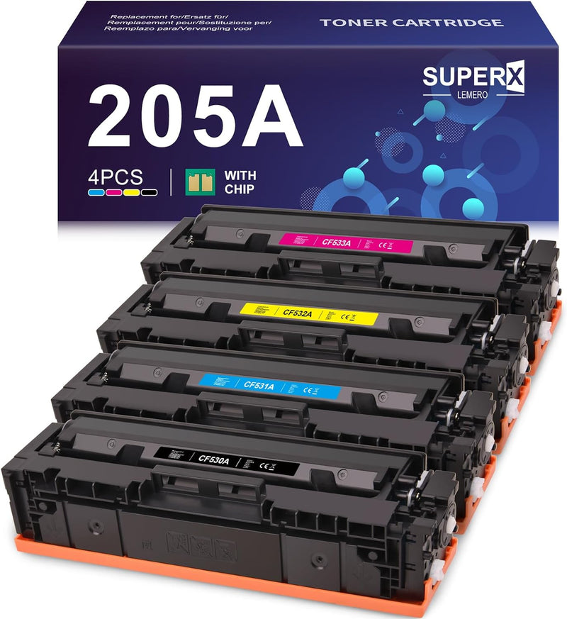 LEMERO SUPERX 205A CF530A Tonerkartusche Kompatibel für HP 205A CF530A CF531A CF532A CF533A für HP C