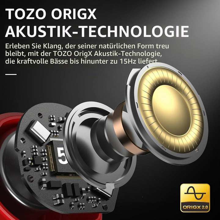 TOZO NC9 Bluetooth Kopfhörer In Ear mit Hybrid ANC (45dB), 6 Mikrofone ENC für Homeoffice &amp; Pendeln,