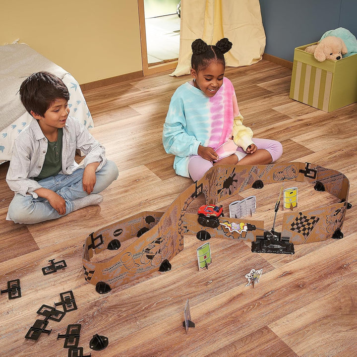 Car-Board Racers - Monster-Adventure Set – Erweiterbarer Spielzeugparcours mit motorisiertem Monster