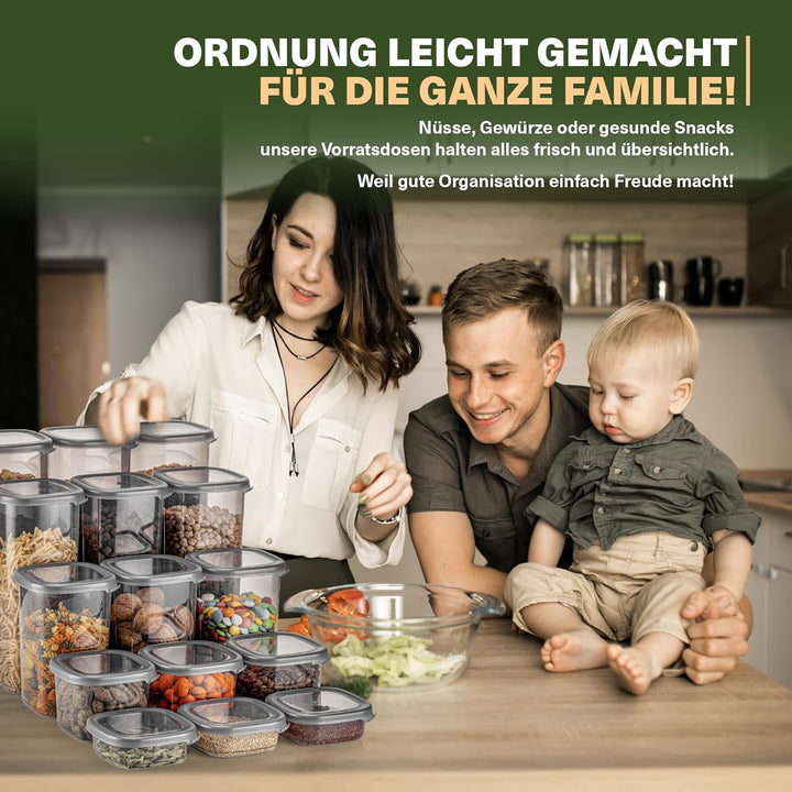 Viwares Vorratsdosen mit Deckel Luftdicht, 12er Vorratsbehälter Set BPA-Frei, Vorratsdose zur Müsli