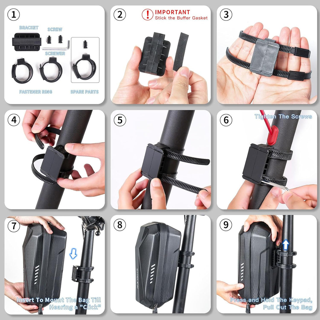 CHICLEW 3L Grosse Kapazität Scooter Tasche, Schnellverschluss Tragbare Tasche E Scooter, wasserdicht