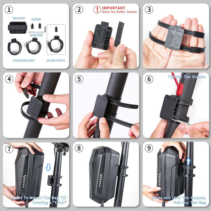 CHICLEW 3L Grosse Kapazität Scooter Tasche, Schnellverschluss Tragbare Tasche E Scooter, wasserdicht