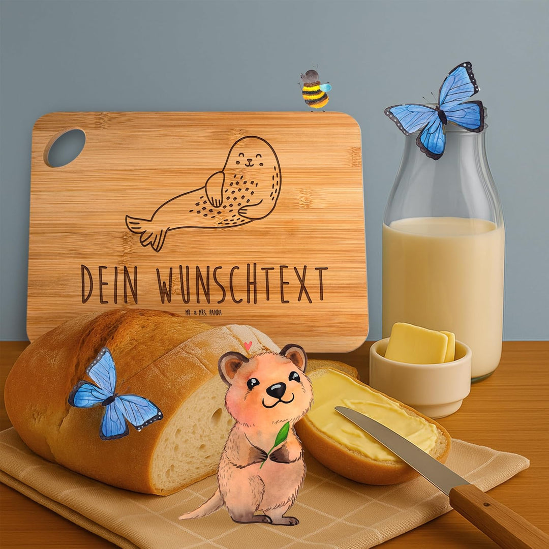 Mr. & Mrs. Panda Frühstücksbrett Selbst Gestalten Robbe Lachen - Personalisierte Geschenke, Frühstüc