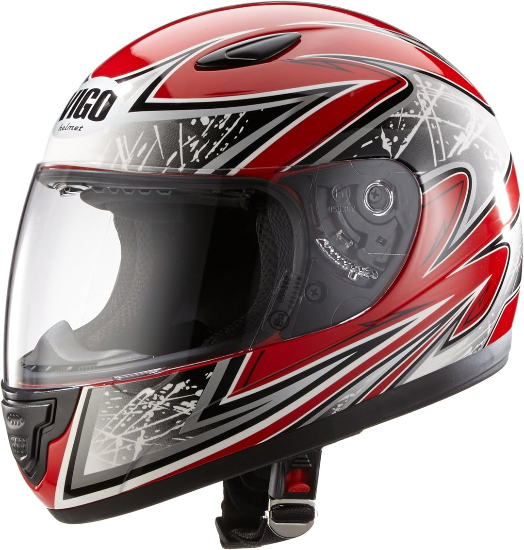 Protectwear SA03-RT-XS Kinder Motorradhelm, Integralhelm, Grösse XS (Youth L), Rot/Silber XS (Youth