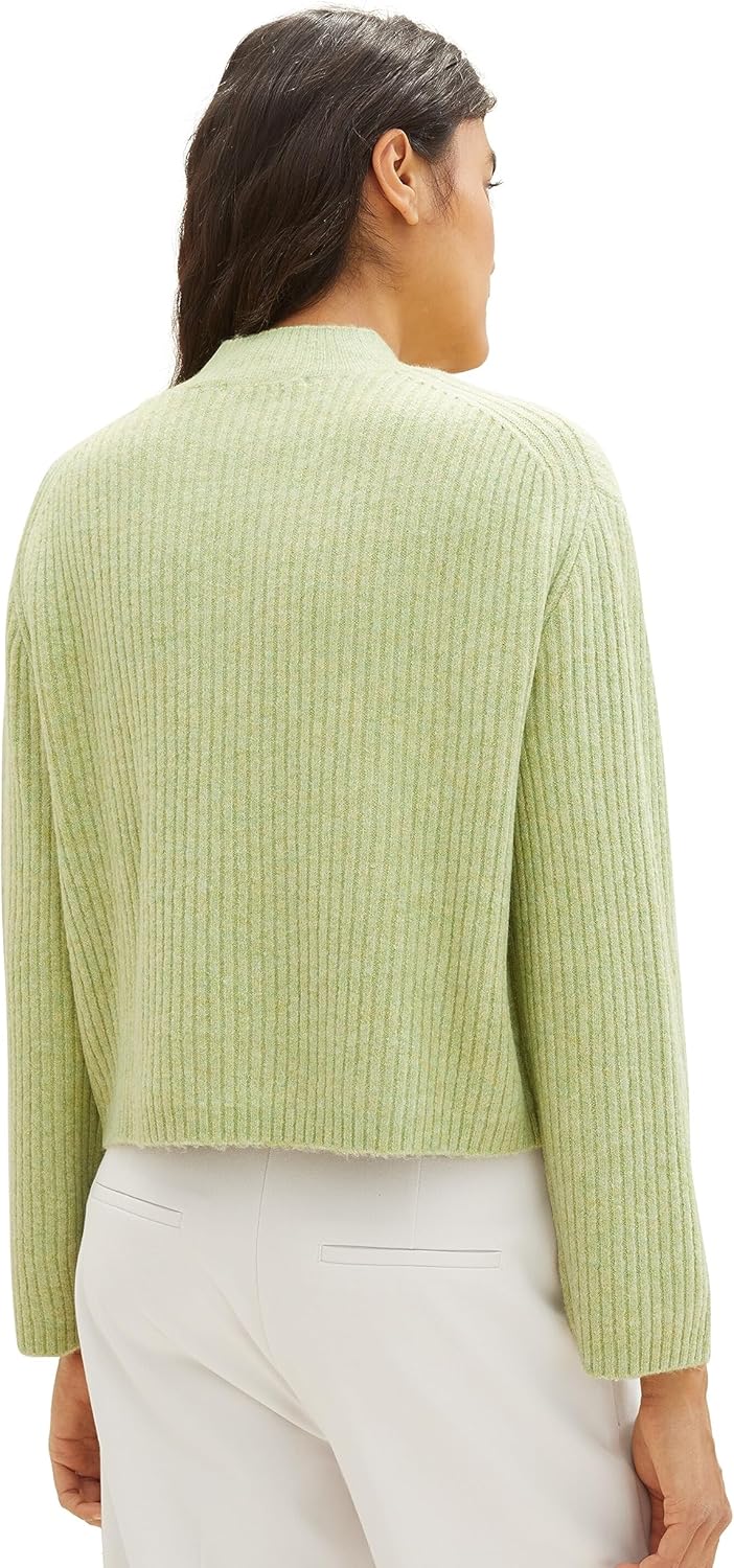 TOM TAILOR Denim Damen Basic Pullover mit Rippstruktur XXL 32542 - Dusty Pear Green Melange, XXL 325