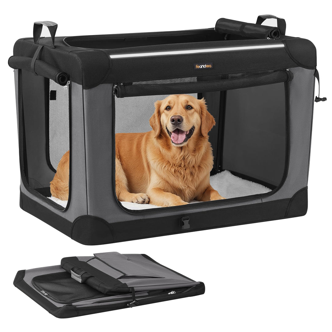 Feandrea Hundebox faltbar, 91,4 cm Transportbox für grosse Hunde, Hundetasche, Oxford-Gewebe, mit 4