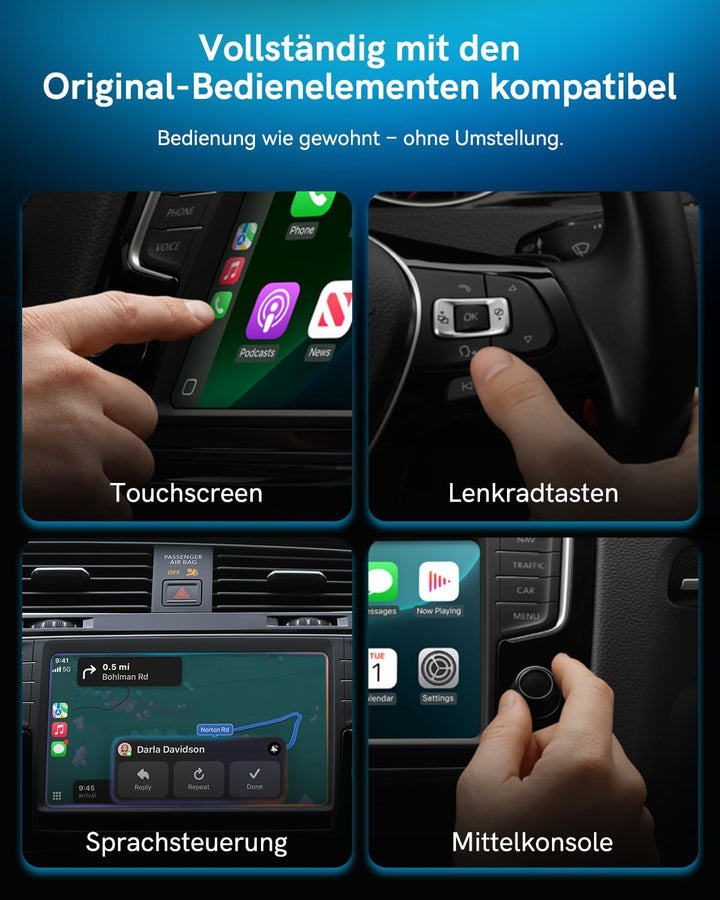 Wireless Carplay Adapter, 2 in 1 Android Auto&Carplay Wireless Adapter, Upgrade von Wired CarPlay au