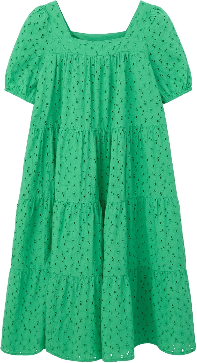s.Oliver Mädchen Midi Kleid mit Stickerei 158 Grün, 158 Grün