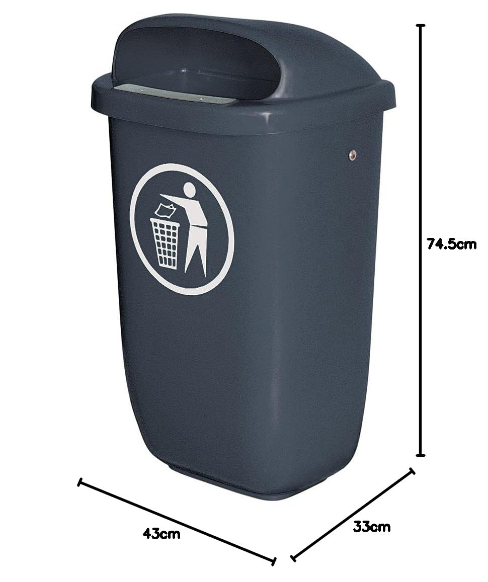 BRB Abfall- Behälter für den Aussenbereich, Inhalt 50 Liter, nach DIN 30713 (anthrazit), anthrazit