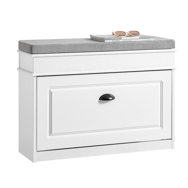 SoBuy Schuhbank mit Sitzkissen Stauraum Schuhschrank Schuhregal schmal platzsparende Sitzbank mit St