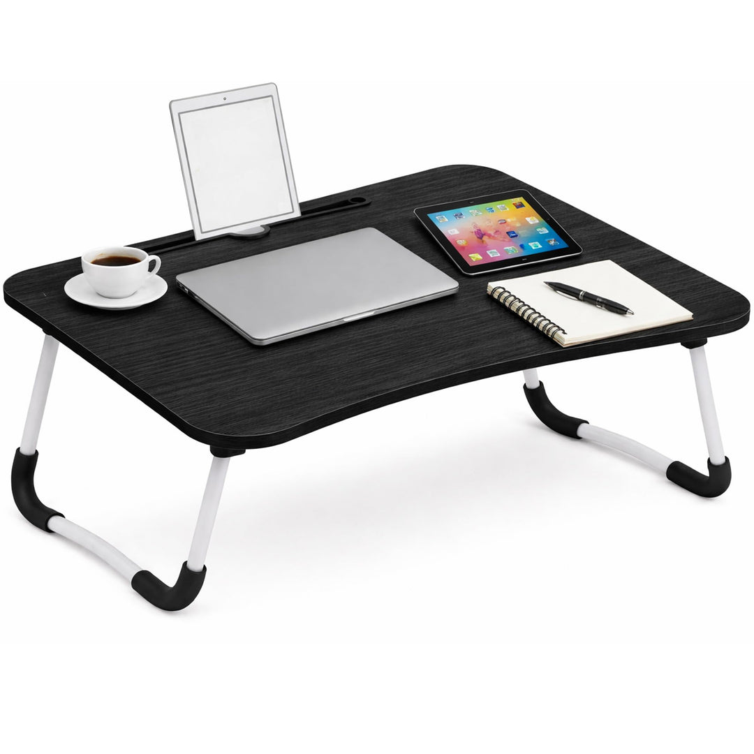Laptoptisch Klappbar – Laptopständer mit Tablet-Halter, Frühstückstablett aus Holz, Tisch für Sofa u