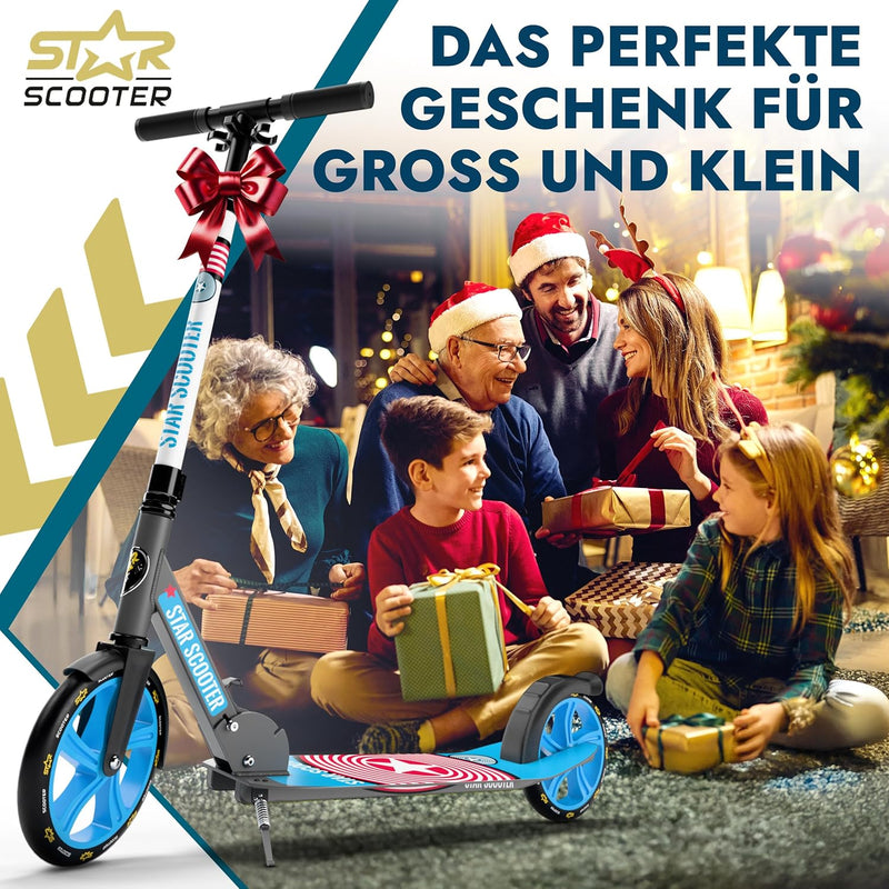 STAR SCOOTER Aluminium Kickscooter Tret City Roller für Jungen, Mädchen ab 6-7 Jahre | Big 205mm Whe