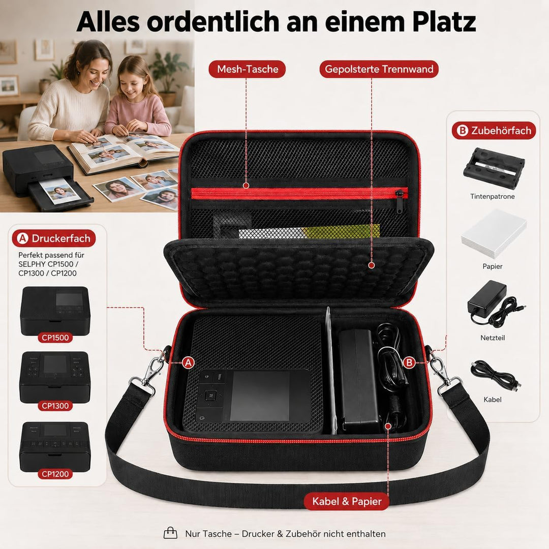 casmilee Hart Tasche für Canon SELPHY CP1500/CP1300/CP1200 Mini Mobiler Fotodrucker und Farbtinten P