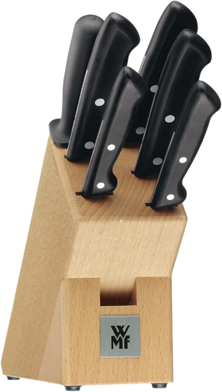 WMF Classic Line Messerblock mit Messerset 7-teilig, bestückt, 5 Messer, Wetzstahl, Buchenholz-Block