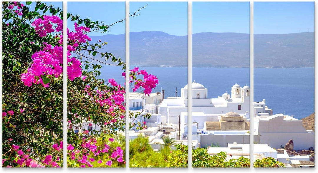 Bild Bilder auf Leinwand Landschaftsansicht des traditionellen griechischen kykladischen Dorfes mit