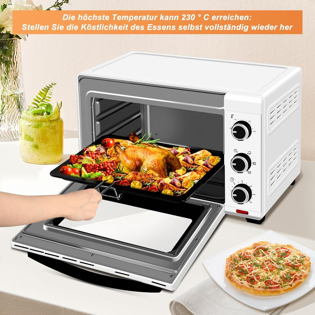 WOLTU Mini Backofen 32 Liter, 1600 Watt Toasterofen | Pizzaofen | Herausnehmbares Krümelblech mit Ti