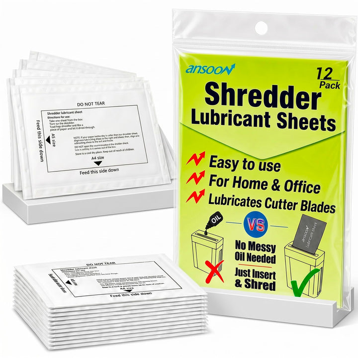 Ansoon Papiervernichter Schmierstoff Blätter 12PCS white-12PCS, 12PCS