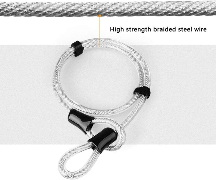 DINOKA U-Bügelschloss für Fahrrad, robustes D-Schloss, hohe Sicherheit, mit flexiblem Stahlseil 1,2