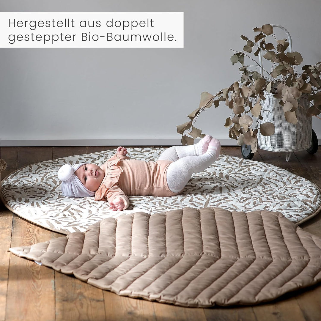 Toddlekind Krabbeldecke für Babys, Blattform, handgenäht, Baby-Spielmatte aus Bio-Baumwolle, 116×87