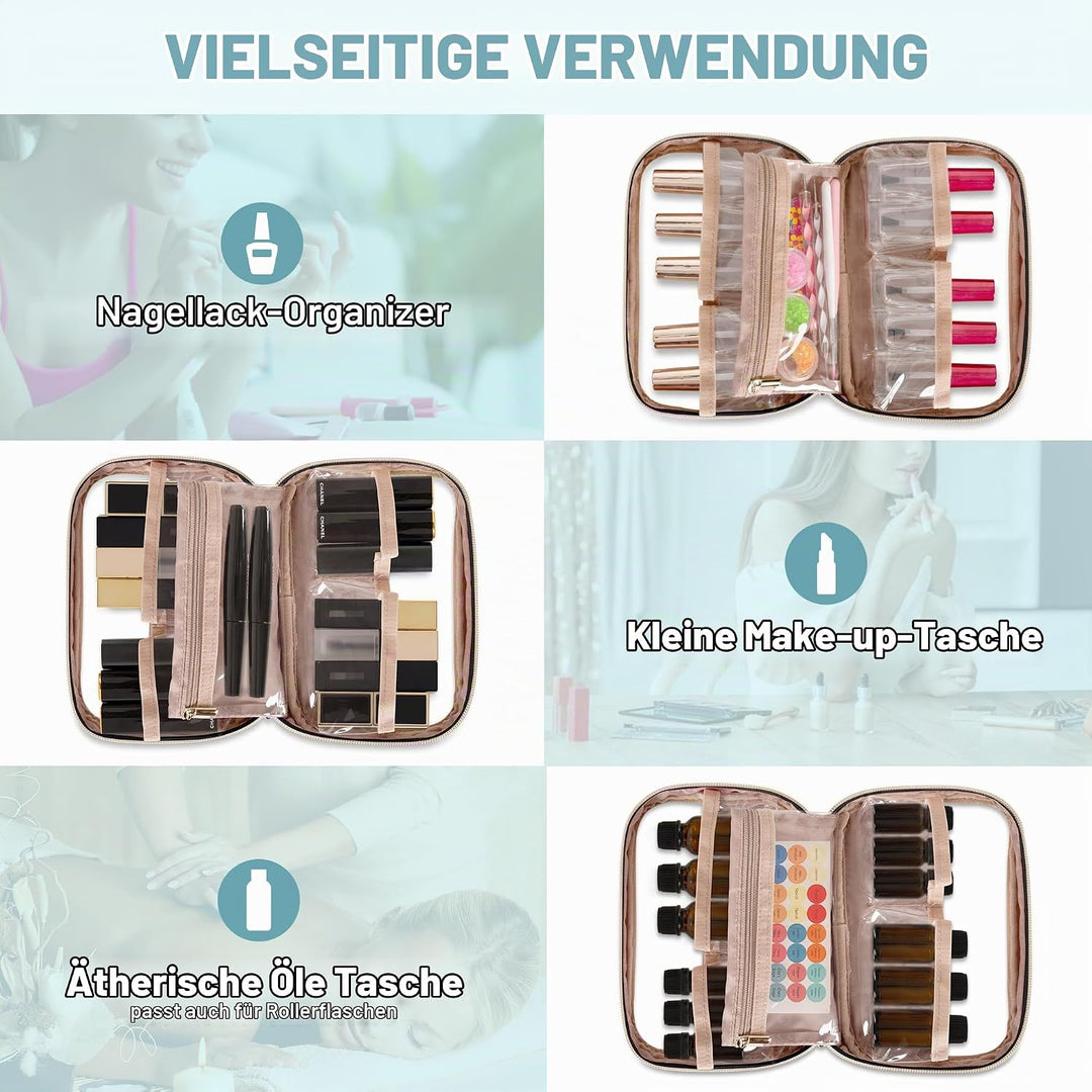 Yarwo Nagellack Organizer Tasche für 12 Flaschen, Kleine Nagellack Aufbewahrung mit Sichtfenster, Tr