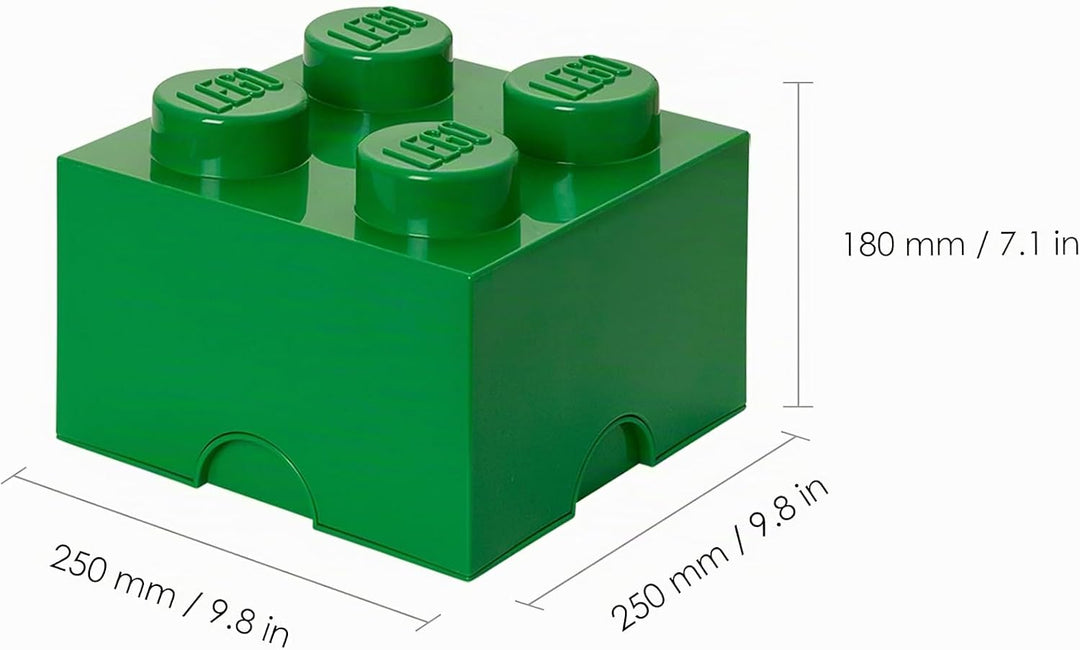 LEGO Aufbewahrungsstein, 4 Noppen, Stapelbare Aufbewahrungsbox, 5,7 l, grün Dark Green, Dark Green