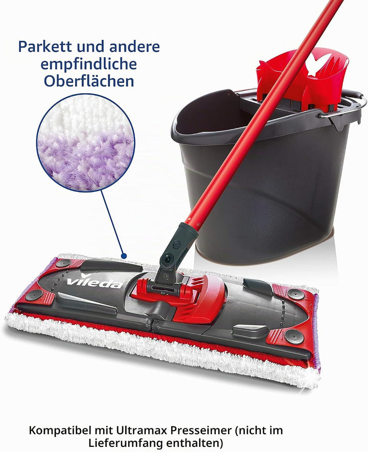 Vileda Ultramax Sensitive Special Parquet – Flacher Mopp – Bezug Mikrofaser Sensitive Ultramax Spezi