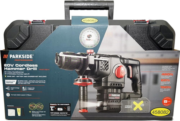 HEADNMORE® Bundle - PARKSIDE PERFORMANCE® 20V Akku Kombihammer PKHAP 2058 A1 + HEADNMORE® Schlüssela