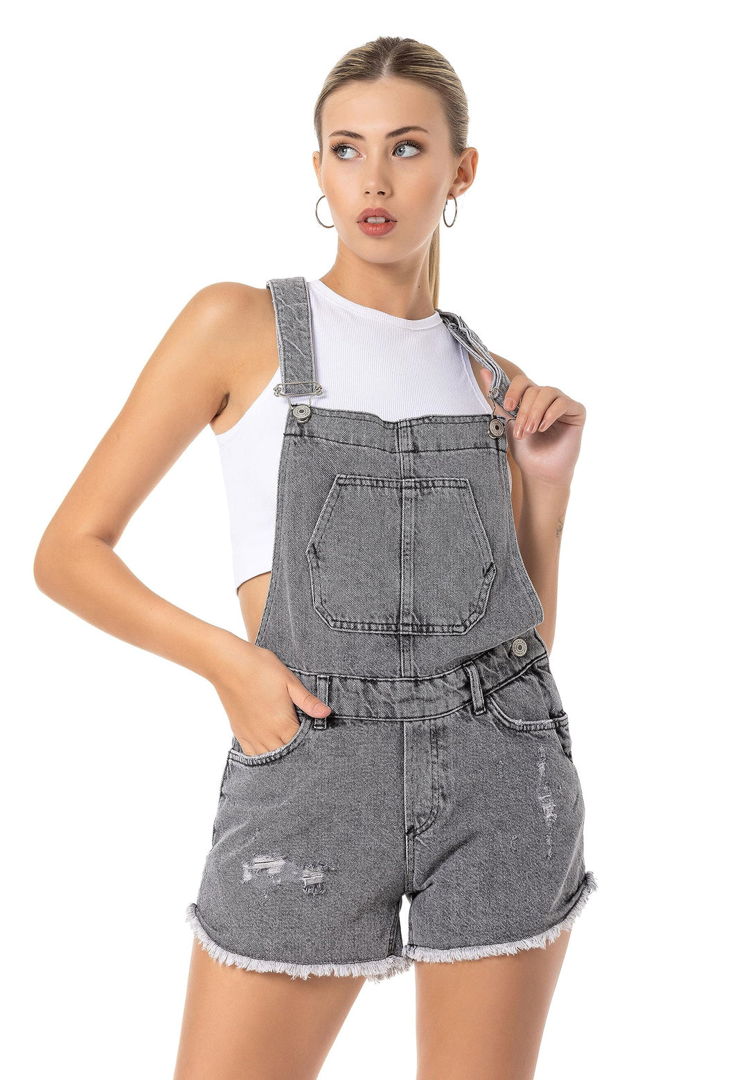 Redbridge Denim Latzhose für Damen Jeans Overall Jumpsuit 25W Grau, 25W Grau