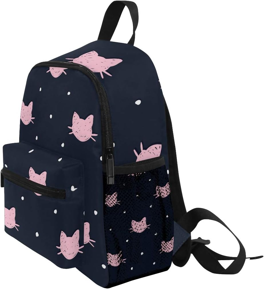 Kinderrucksack Pink Cat Polka Dot Navy Kindergarten Kindergartentasche für Kleinkinder Mädchen Junge