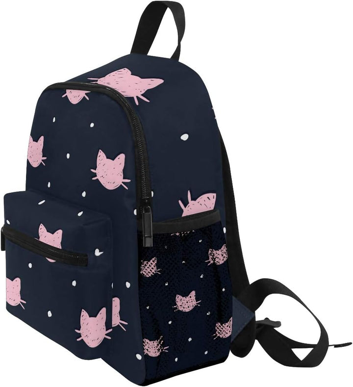 Kinderrucksack Pink Cat Polka Dot Navy Kindergarten Kindergartentasche für Kleinkinder Mädchen Junge