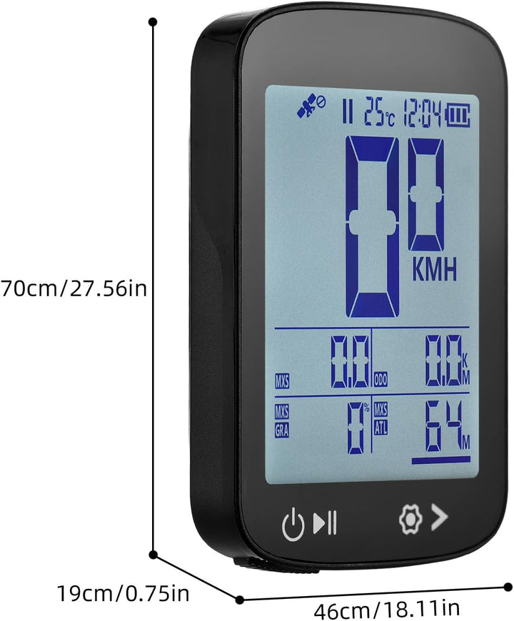Cryfokt Drahtloser GPS -Fahrradcomputer mit Hohem Klarem Display, Genauem PC und ABS -Material, Wied