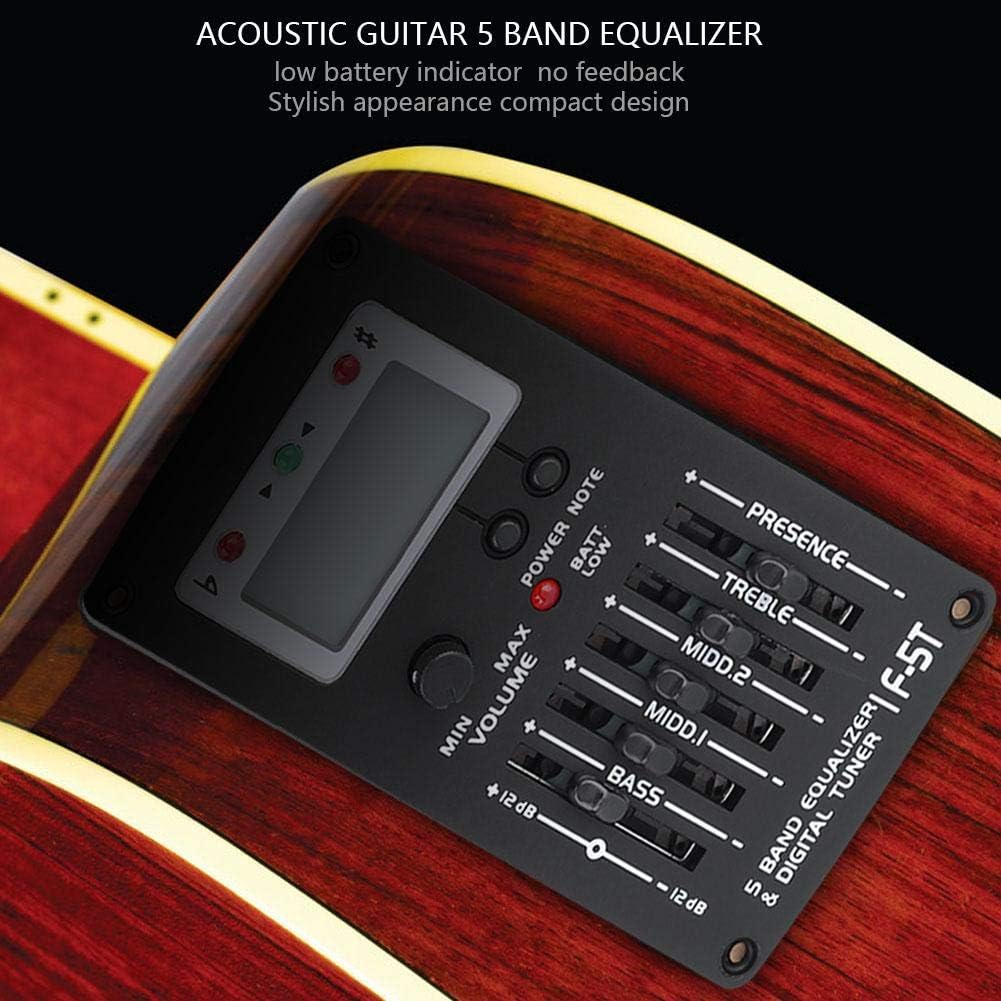 5 Band Gitarren-Equalizer, F-5T EQ Equalizer Tonabnehmer für akustische Gitarre Musikinstrument