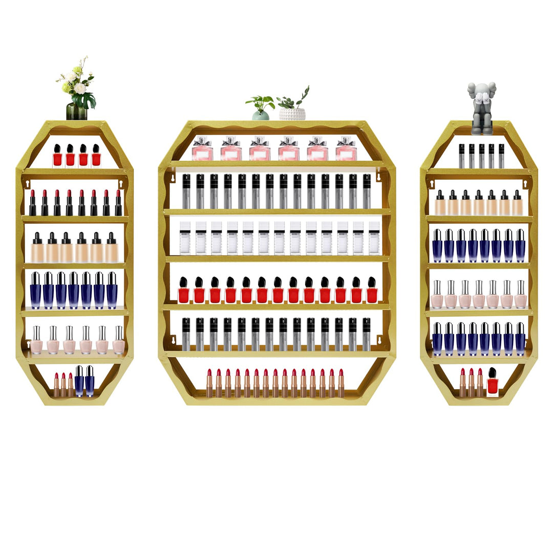 C-Juzarl 6 Etagen Nagellackregal, Metall Nagellack Wandregal 3er set Platzsparendes Display, Wandmon